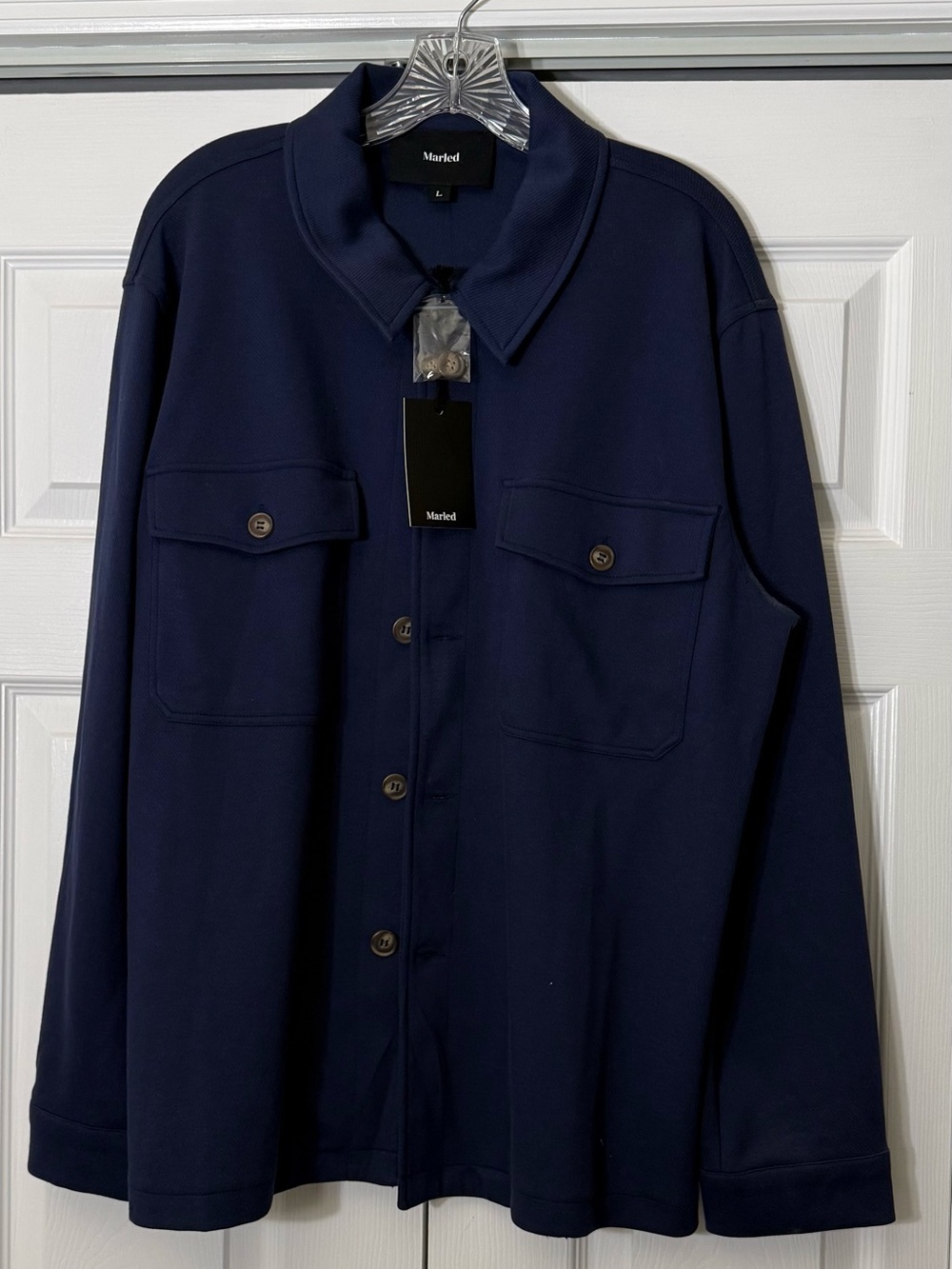 Marled Men's Navy Button-Front Overshirt